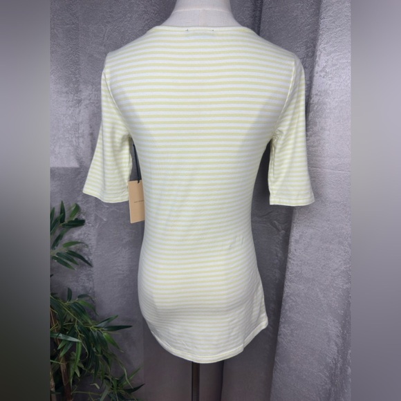 NWT Halogen Women’s Striped Print Square Neck Top Yellow & White Sz XS - Picture 7 of 12